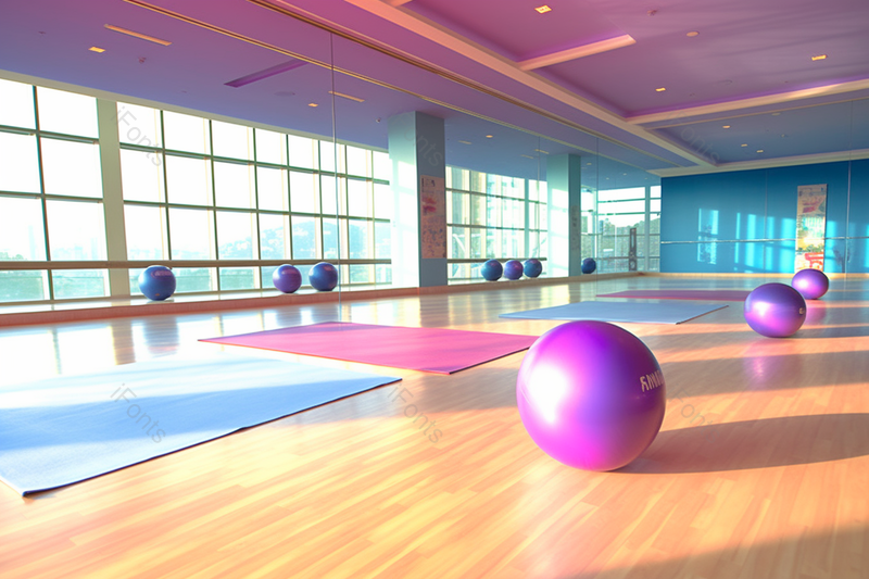 瑜伽室瑜伽馆瑜伽球瑜伽垫平衡球白天室内无人场景图像摄影,高清,摄影图,摄影图片,图片大全,摄影图免费下载